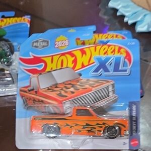 83 Chevy SilveradoXL Orange Pickup Truck Toy